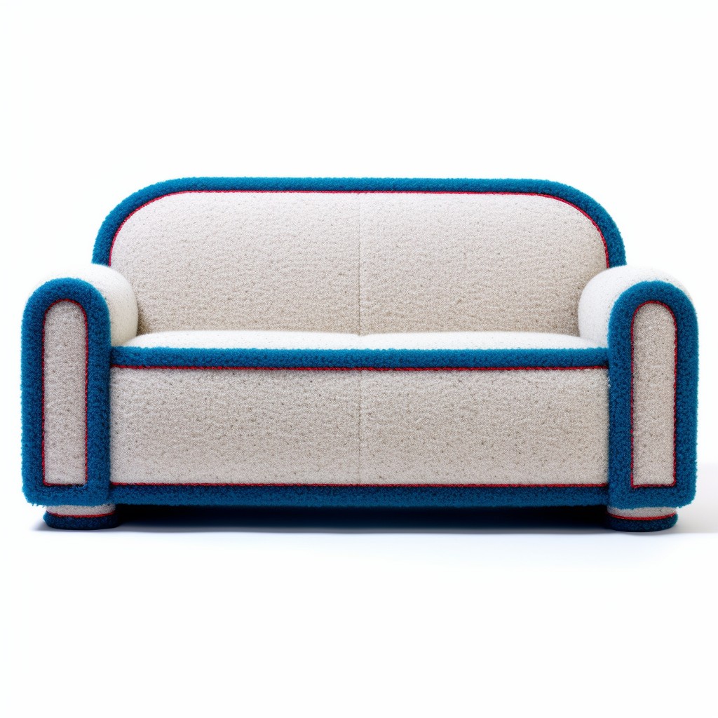 classic blue trim boucle loveseat