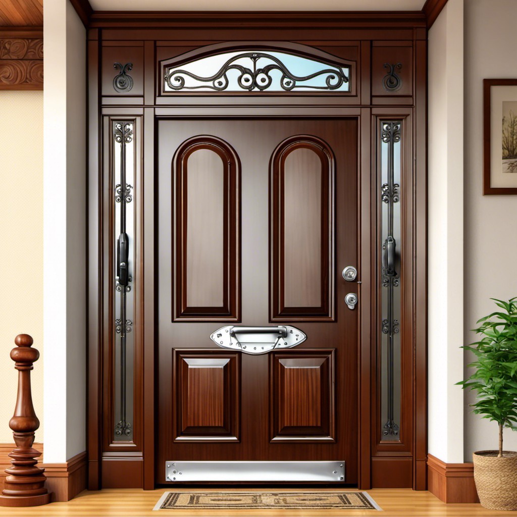 classic wooden door with iron handle