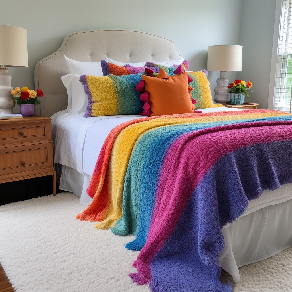 colorful boucle bedding for a vibrant effect