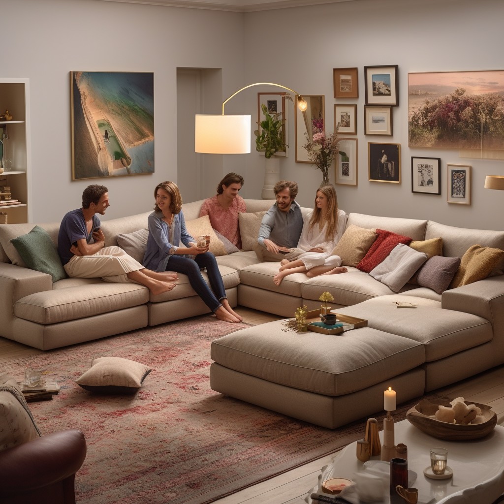 comfortable boucle corner sofa for large families