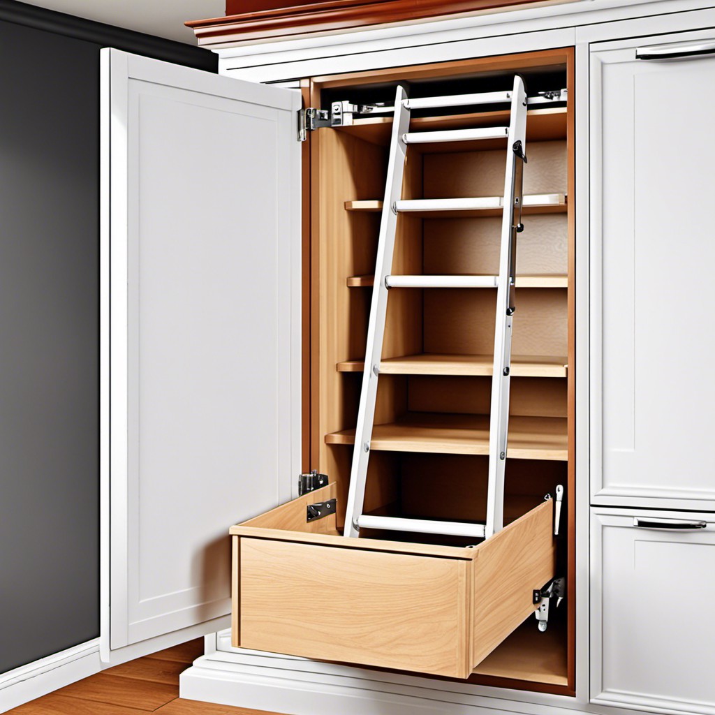 concealed attic ladder in a cupboard