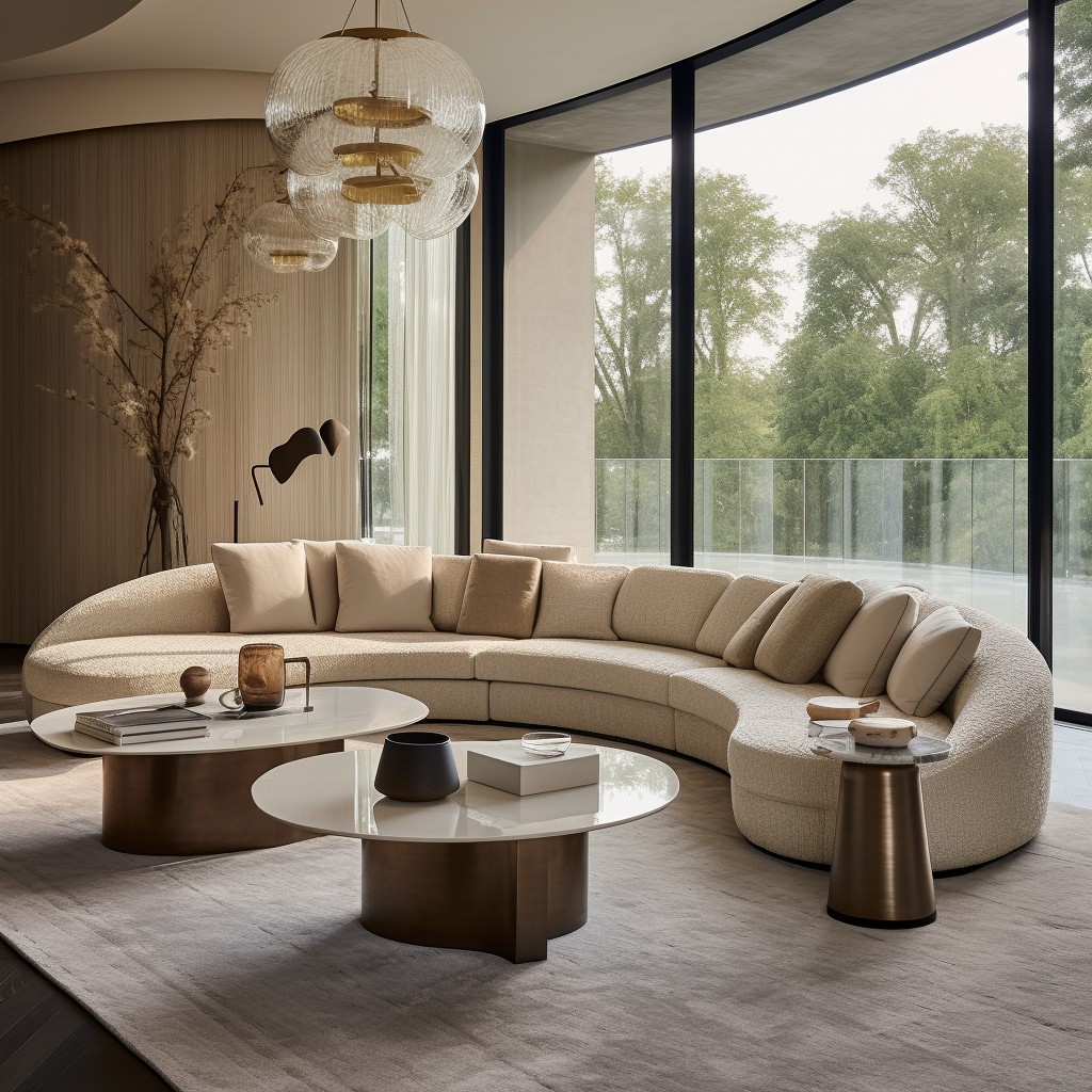 curved boucle sectional for contemporary interiors