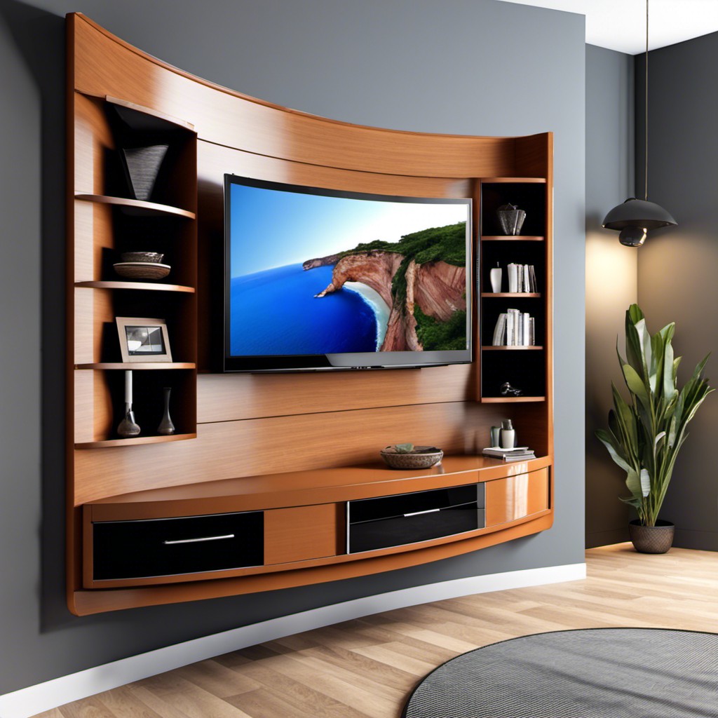 curved wall mounted tv unit