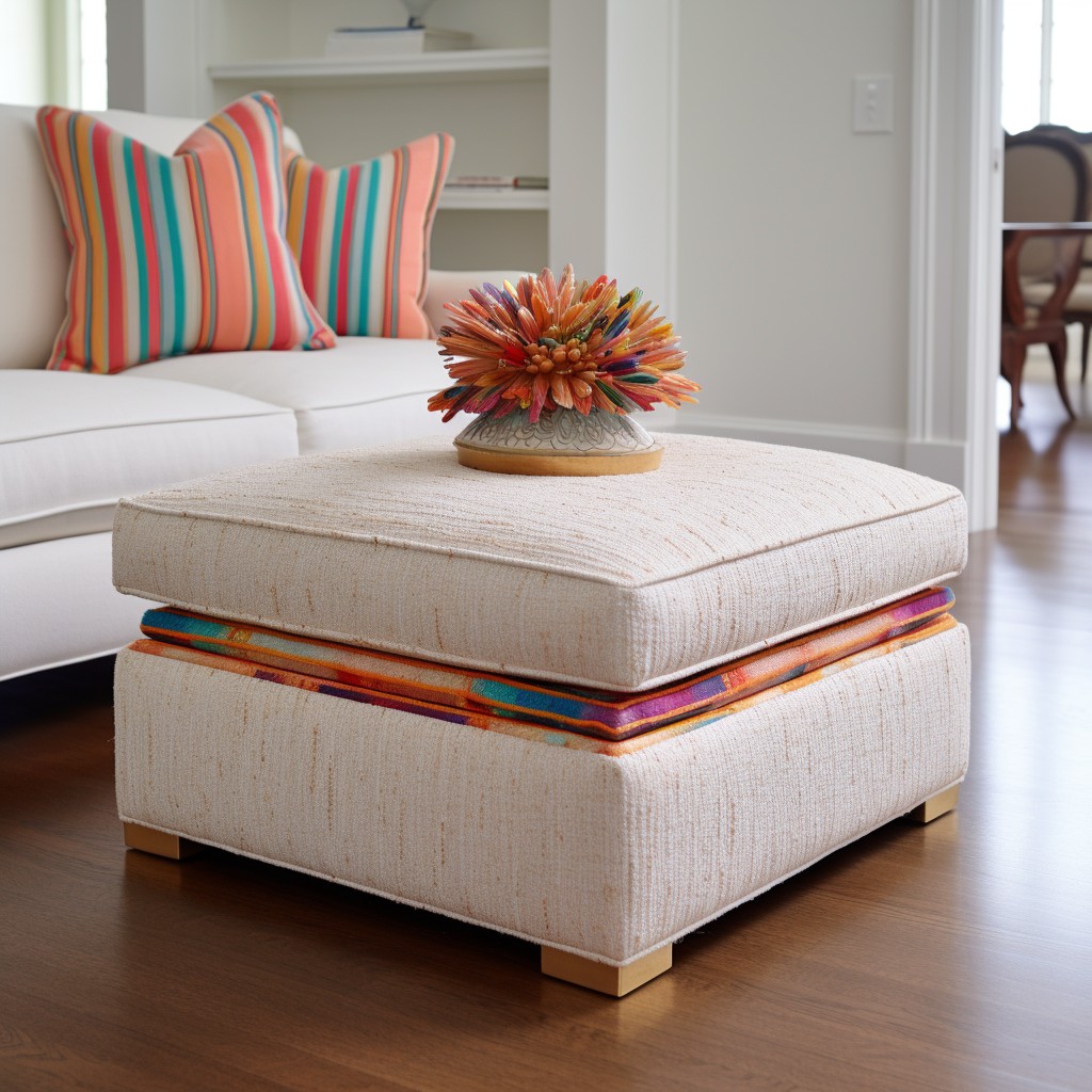 custom pillow top boucle ottoman