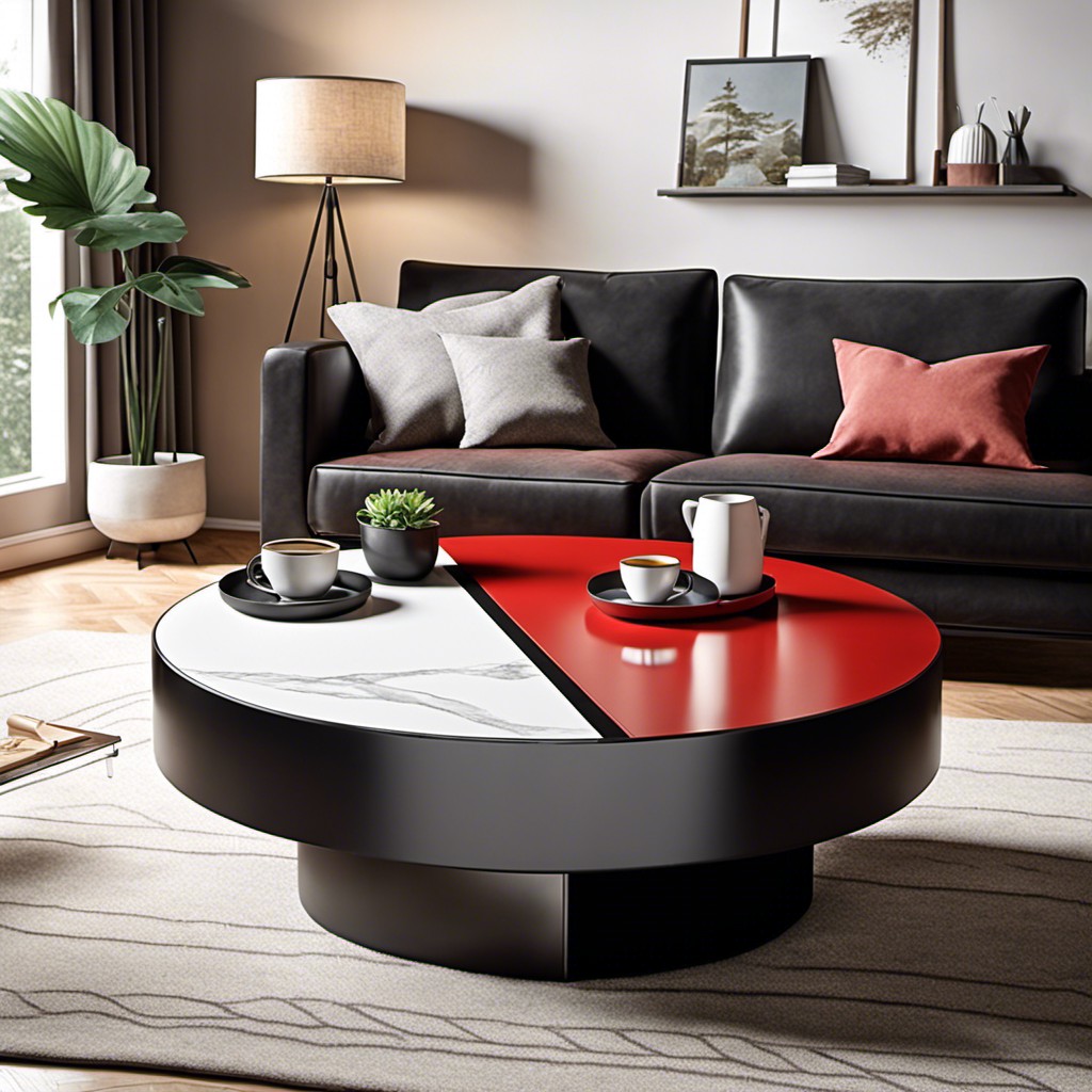 dual tone round tables half red half black
