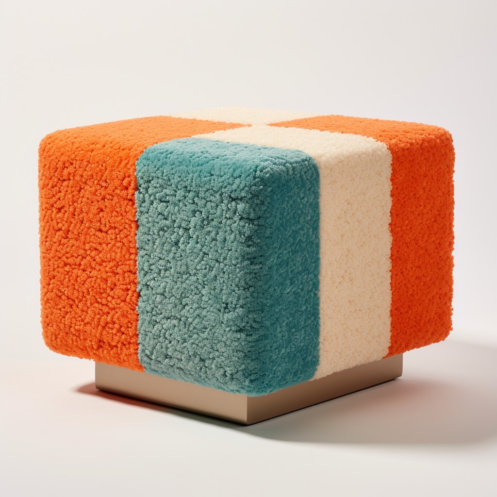 duo toned boucle ottoman for a color block effect