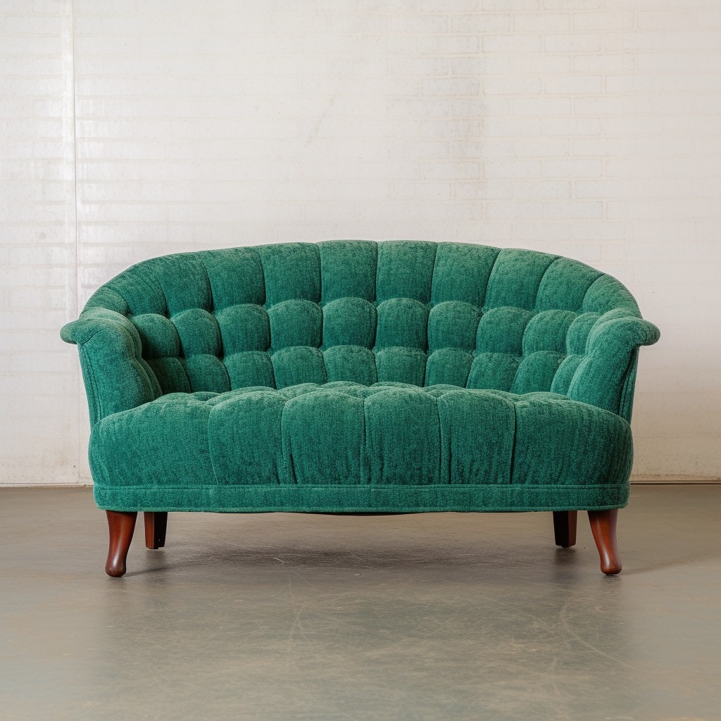 emerald boucle loveseat with tufted design