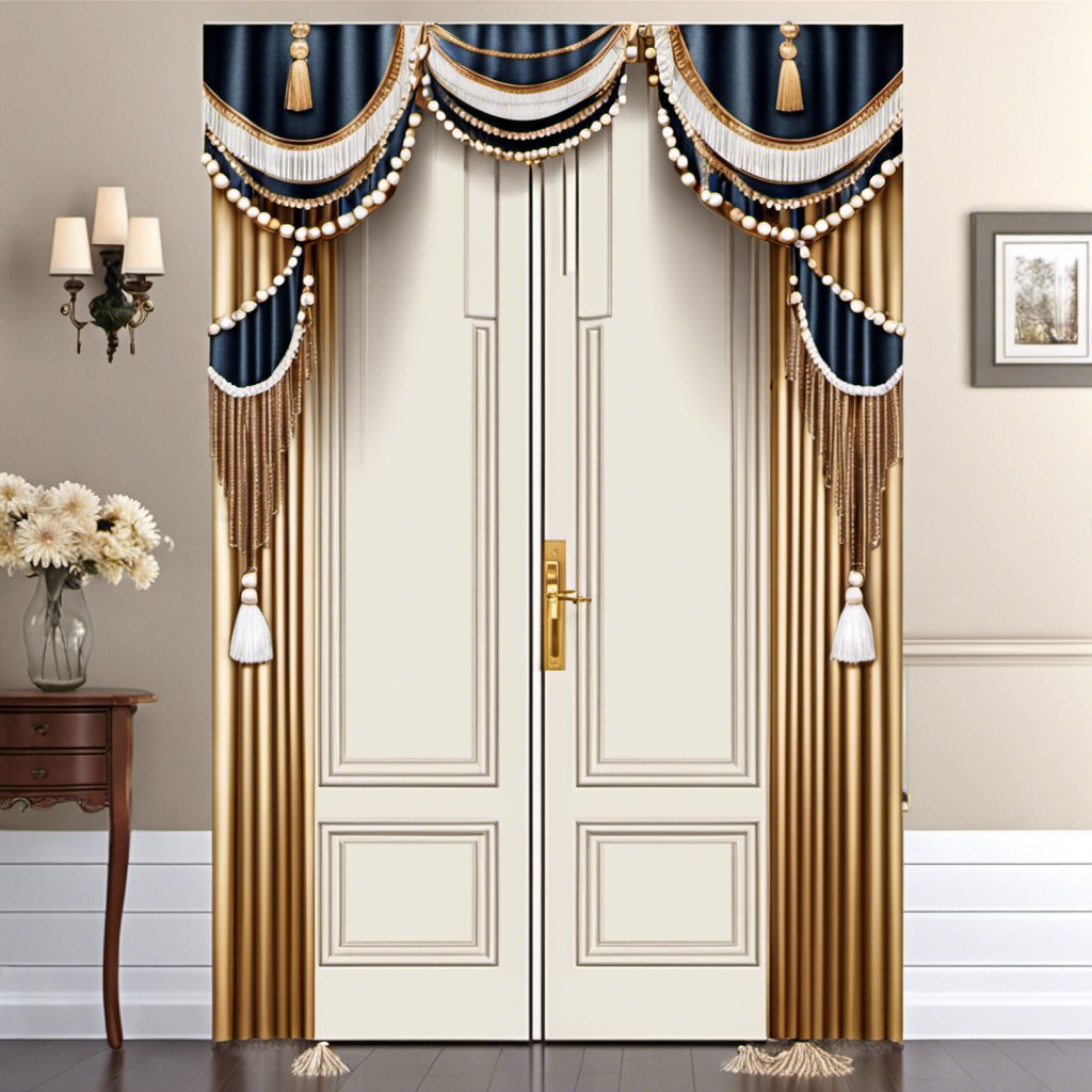 fabric door cover with tassel fringes