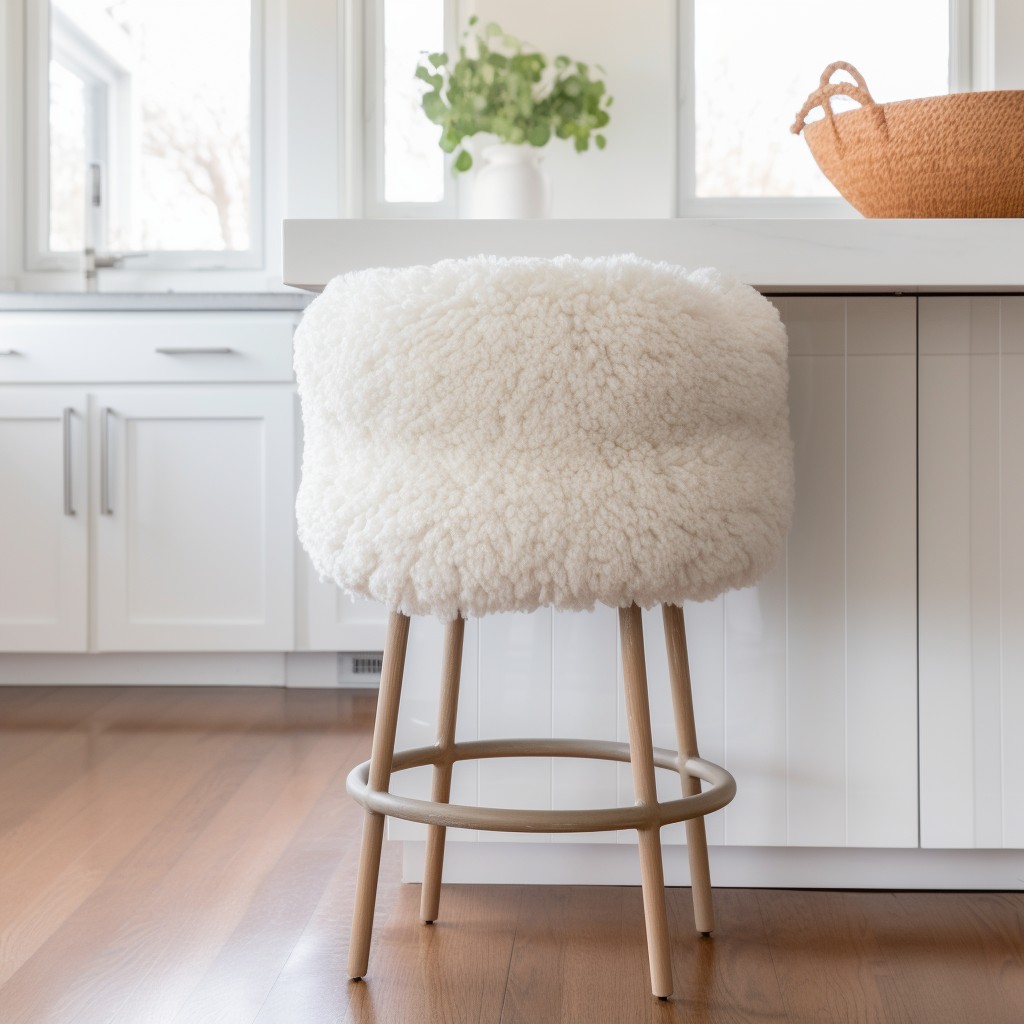fluffy white boucle stools