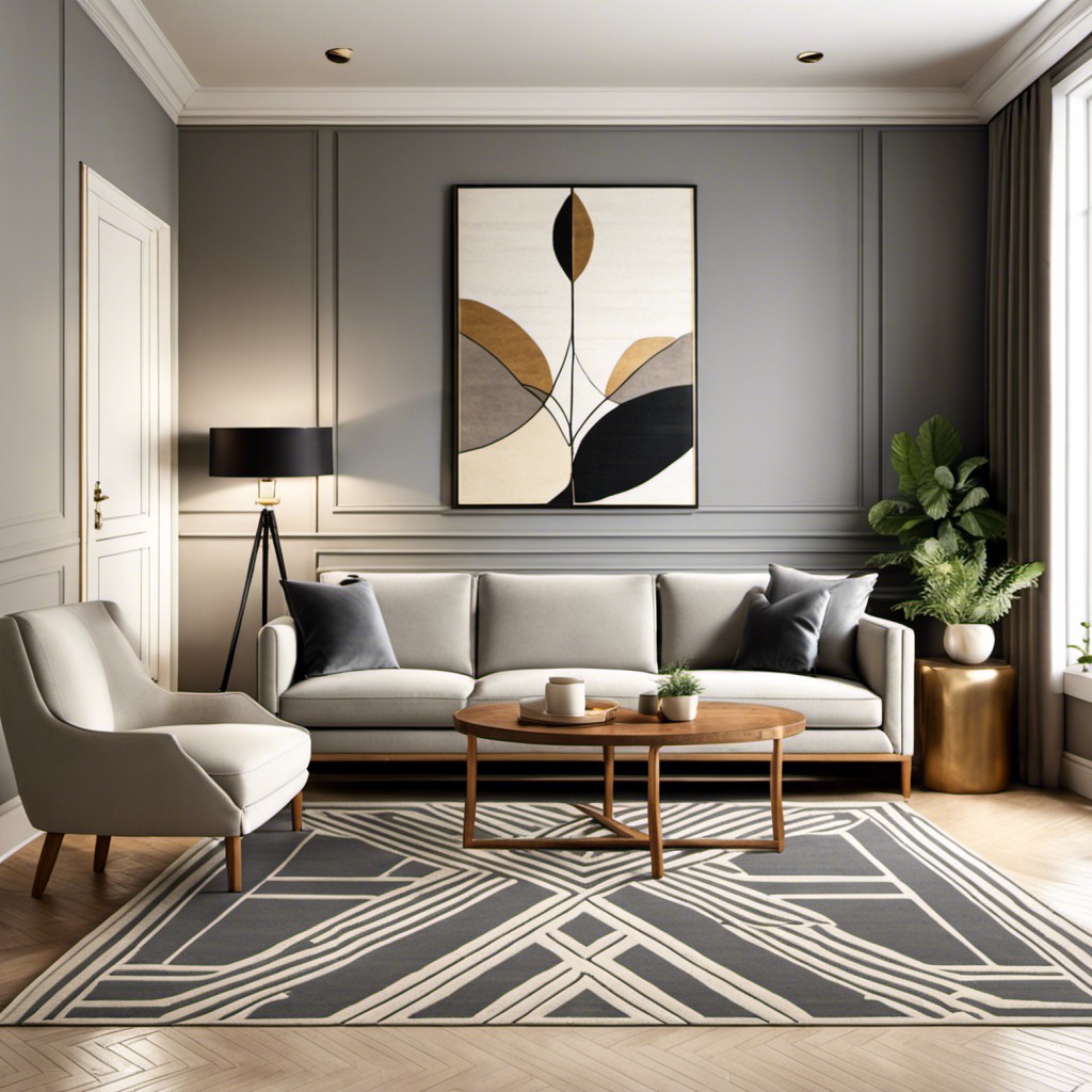 geometric patterned grey rug
