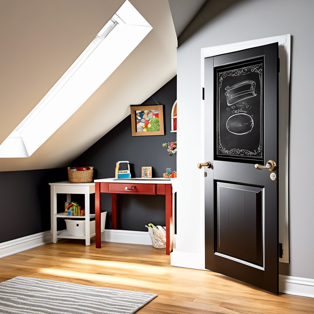 hinged chalkboard or paint canvas door