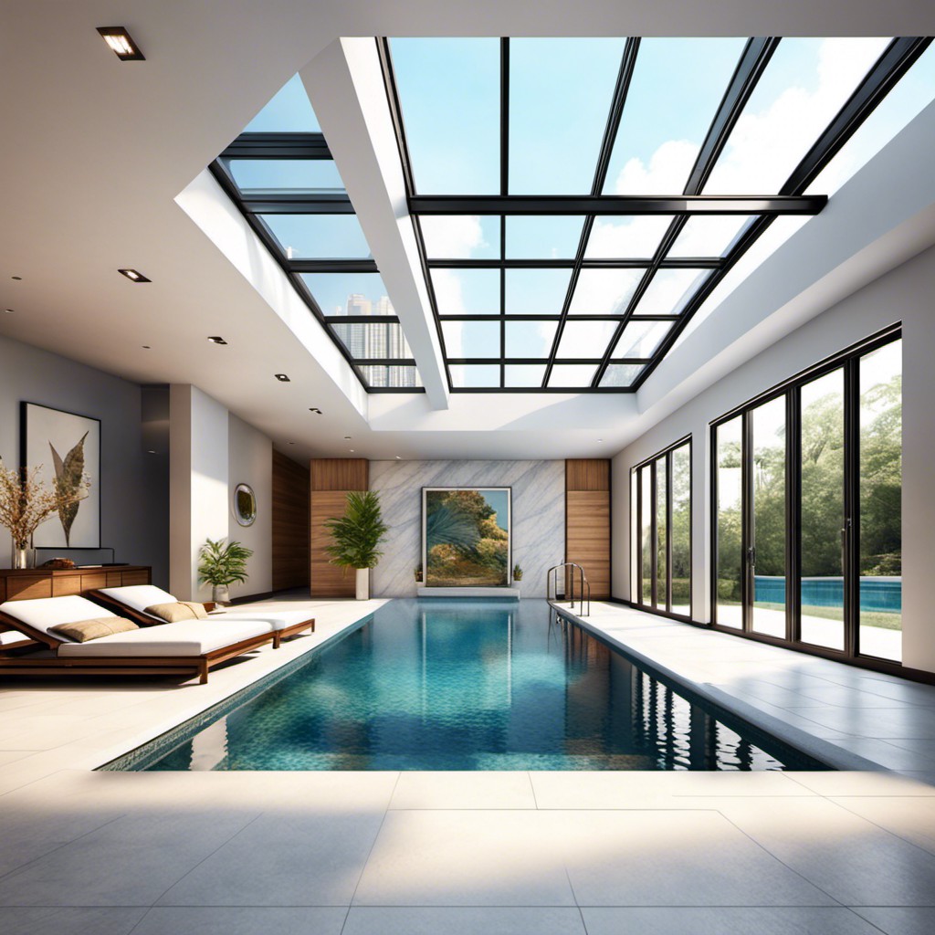 indoor swimming pool with a skylight