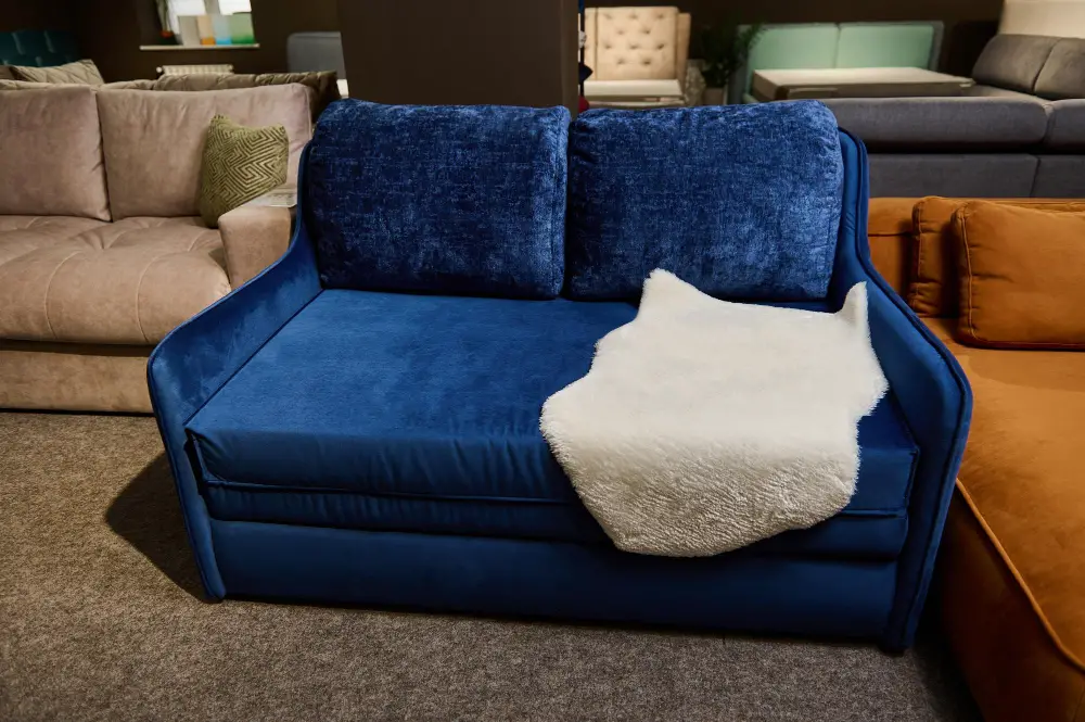 loveseat blue velvet sleeper couch sofa