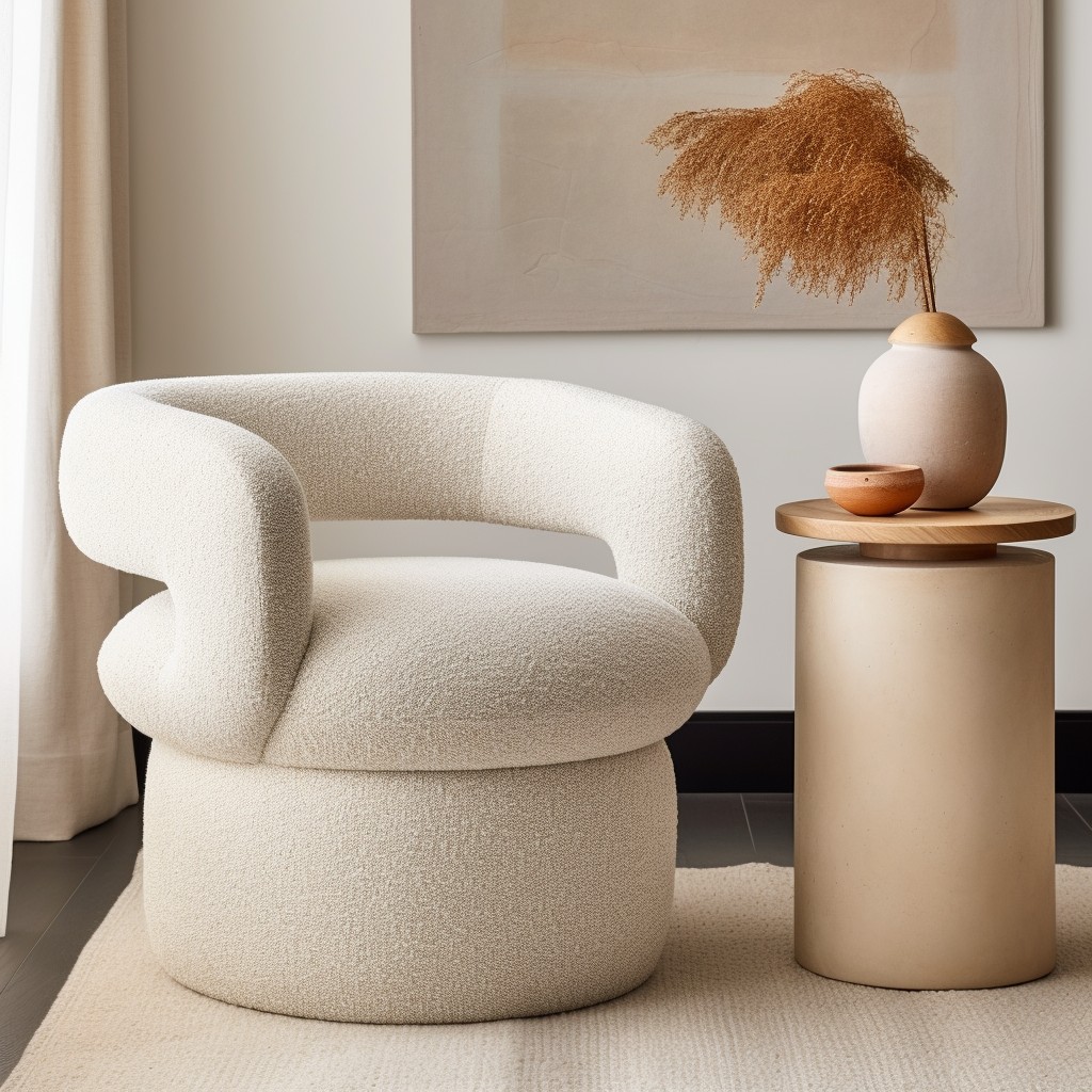low back boucle accent chair for minimalist designs
