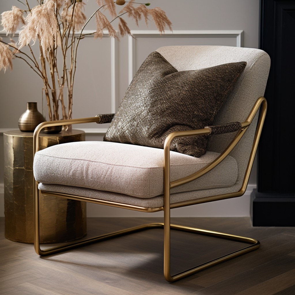 luxurious gold framed boucle accent chair