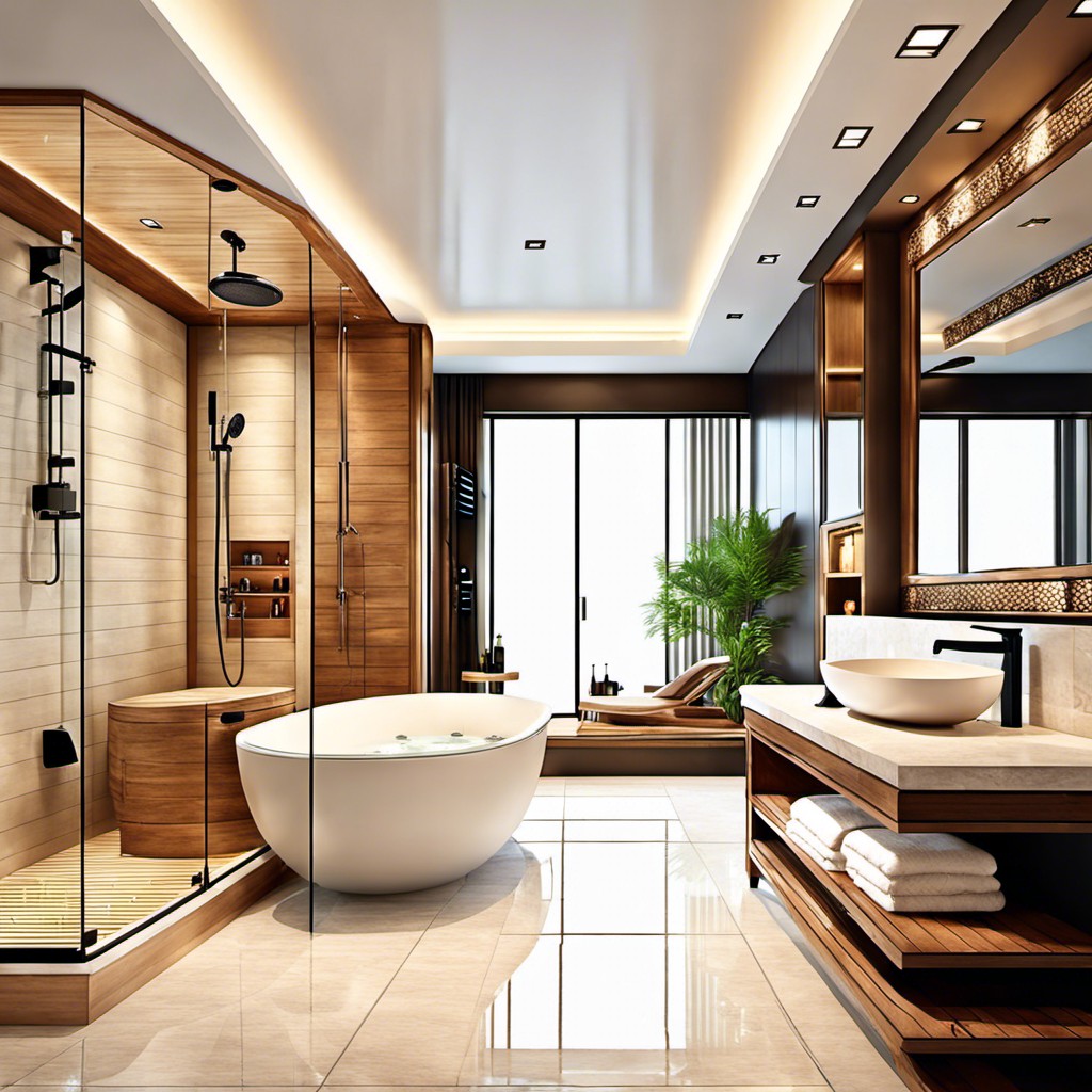 master bathroom spa with steam and sauna