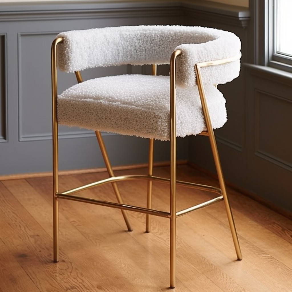 metallic frame boucle stools