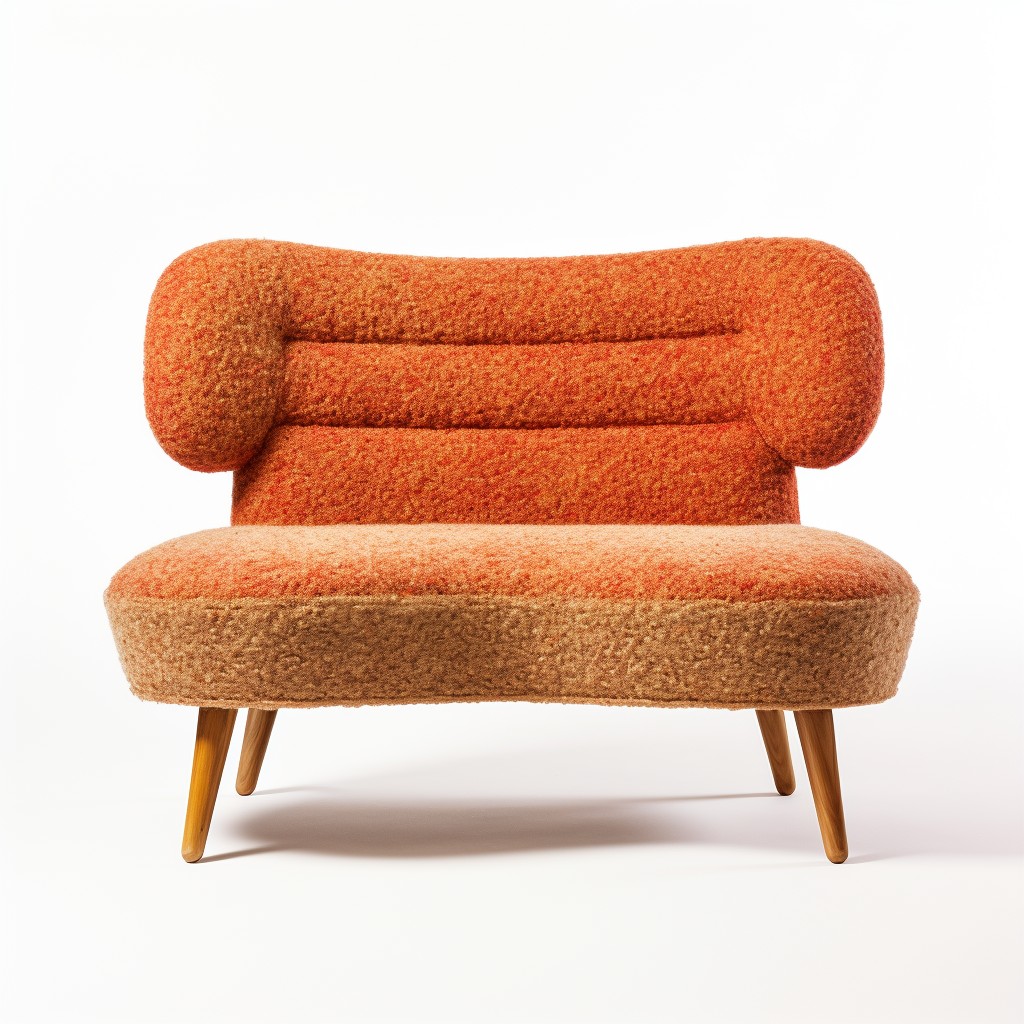 mid century boucle loveseat design