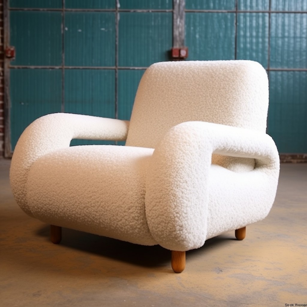 mid century modern boucle chair