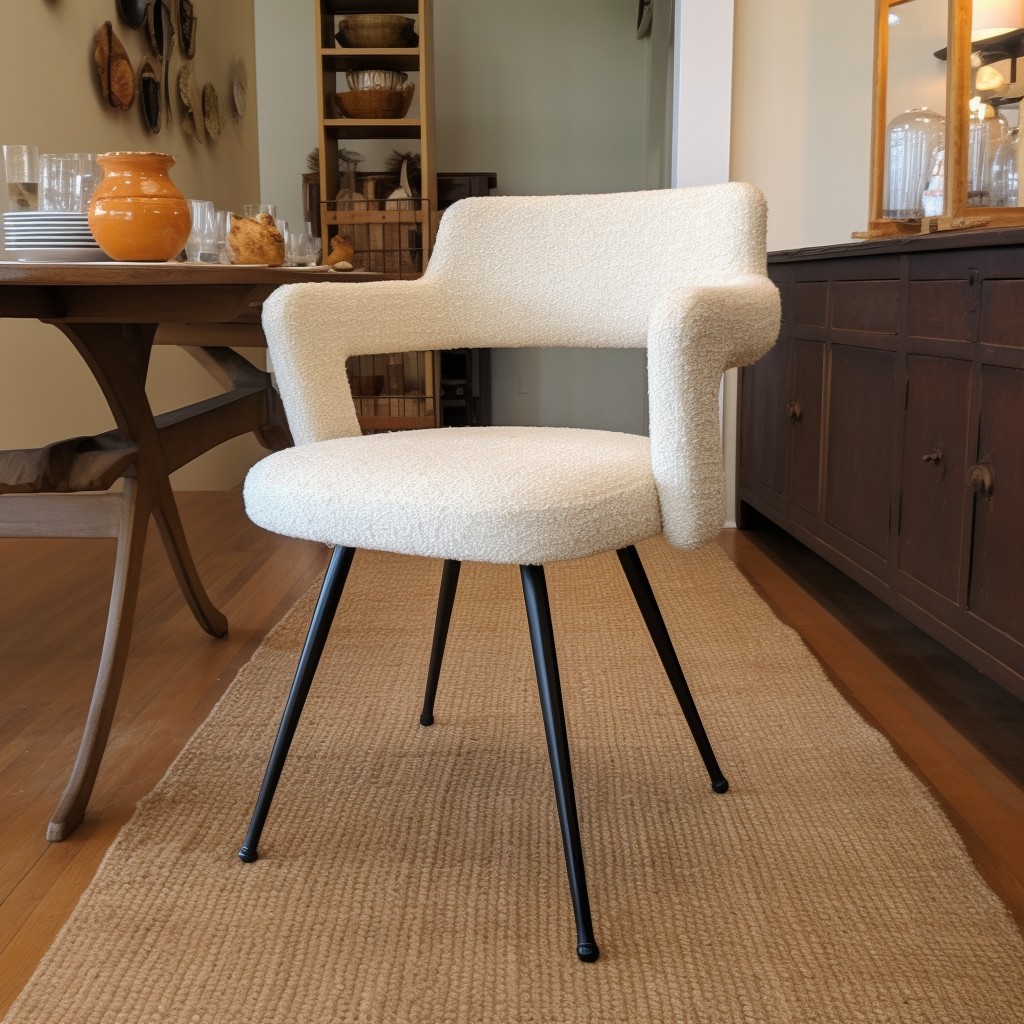 mid century modern boucle dining chairs