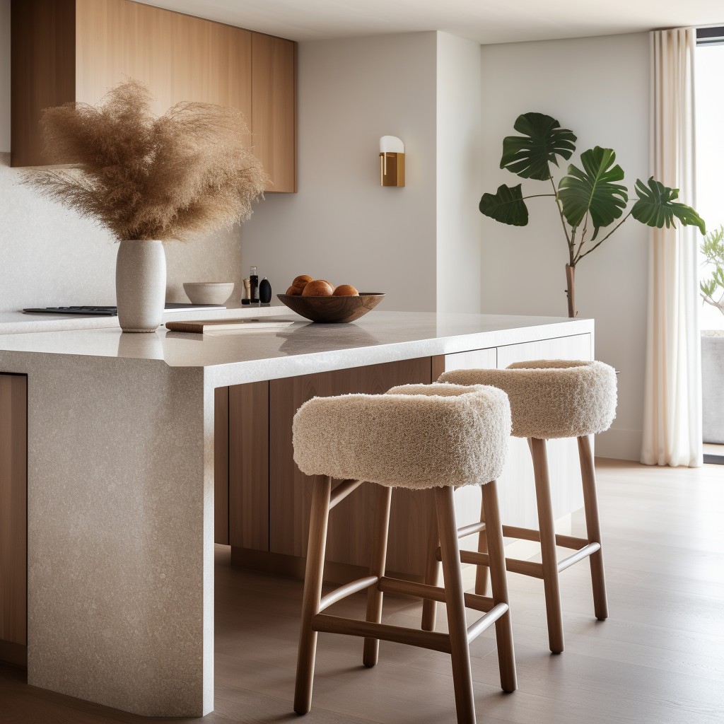 minimalist boucle counter stools