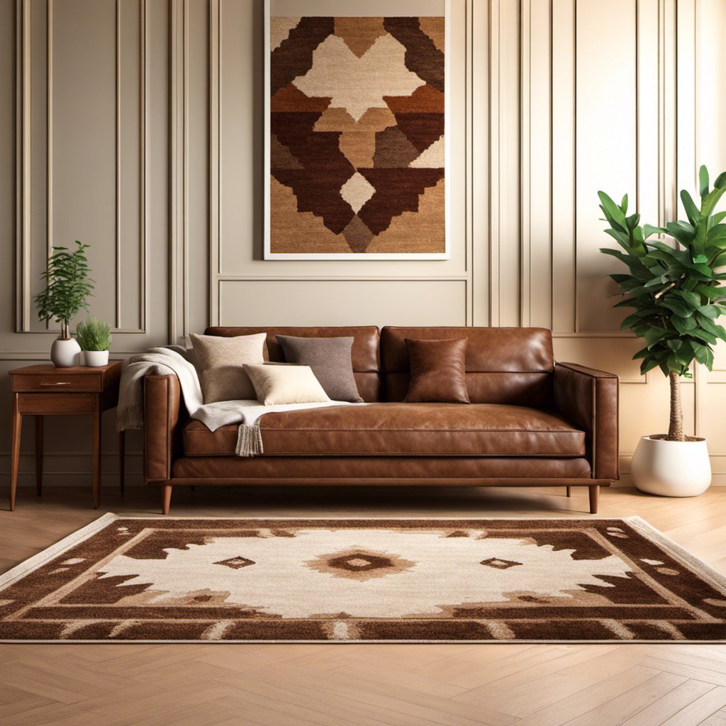 mixed fabric rug in hues of brown