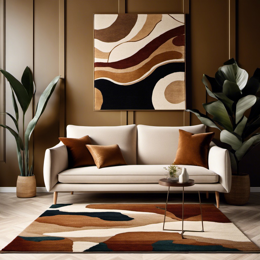 modern abstract rug in earth tones