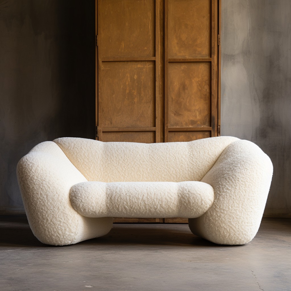 modern boucle loveseat with edgy design