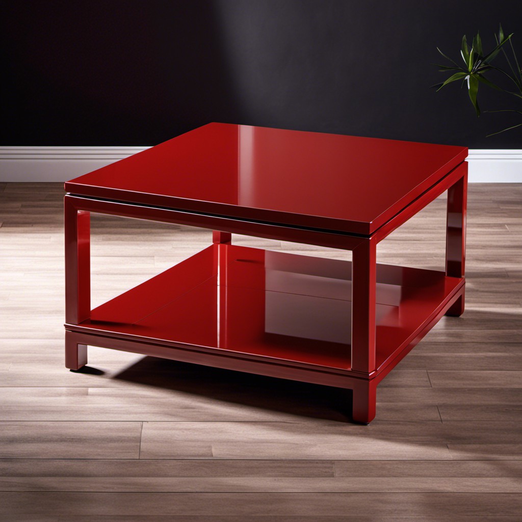 modern red lacquer square coffee table