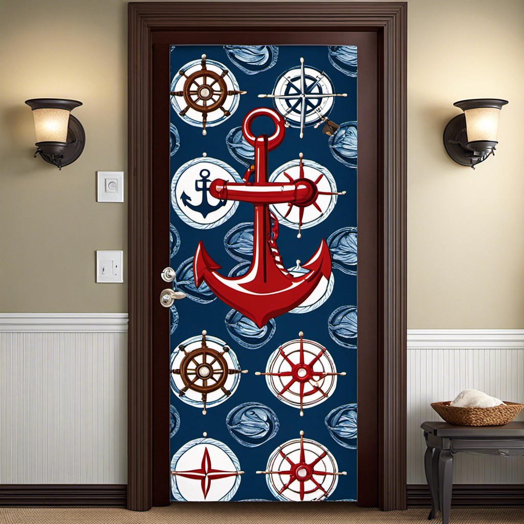 nautical themed fabric door cover