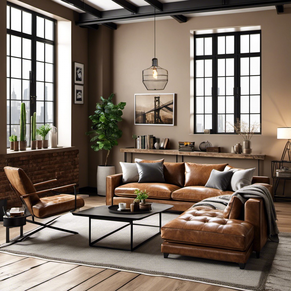 new york style loft with coffee colored couch