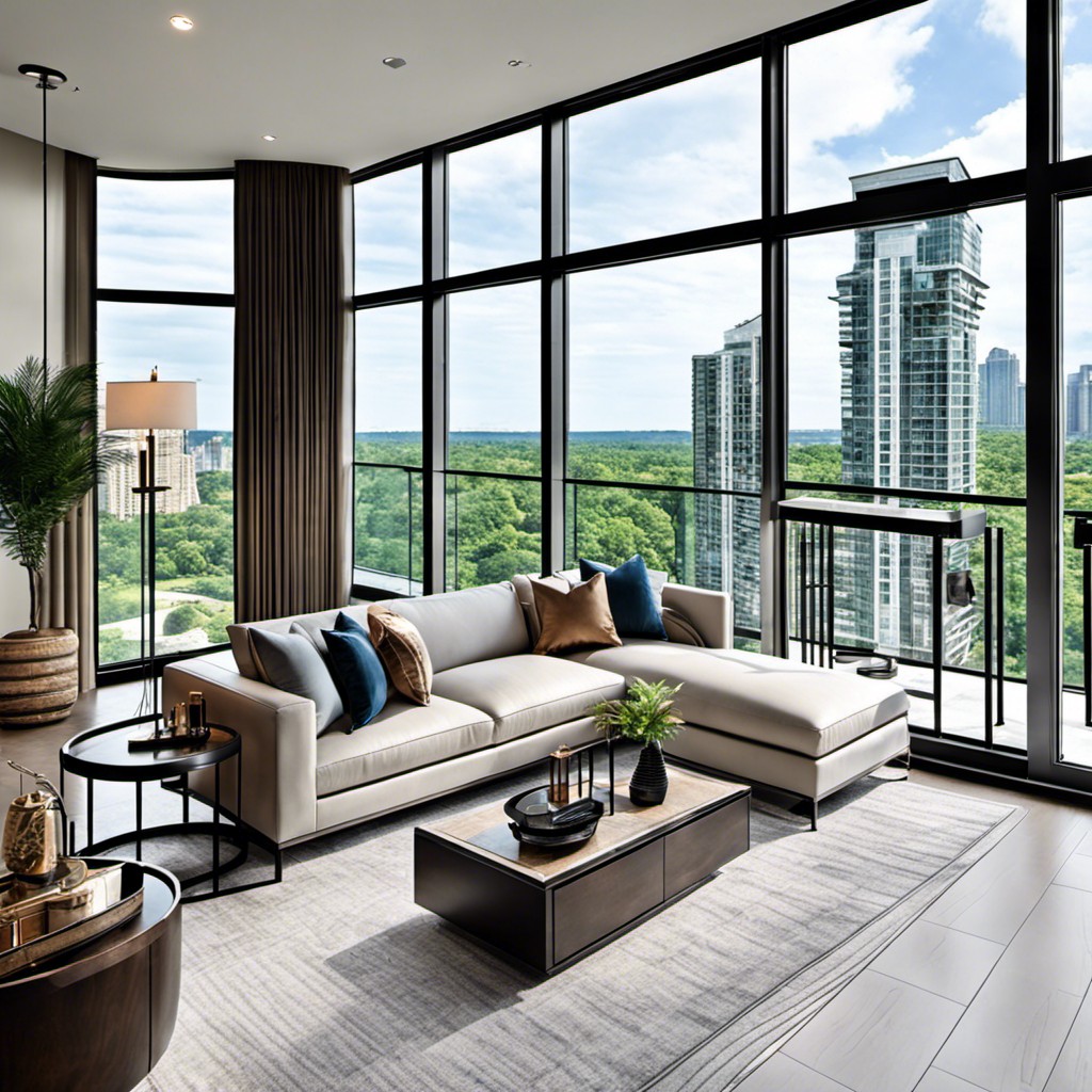 open plan layout with floor to ceiling windows