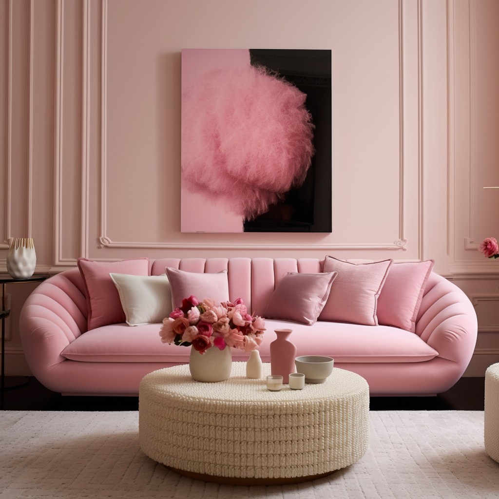 pink boucle sofa for a stylish delicate room