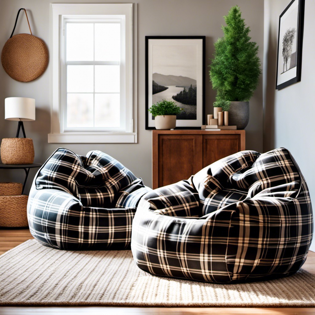 plaid bean bag chairs