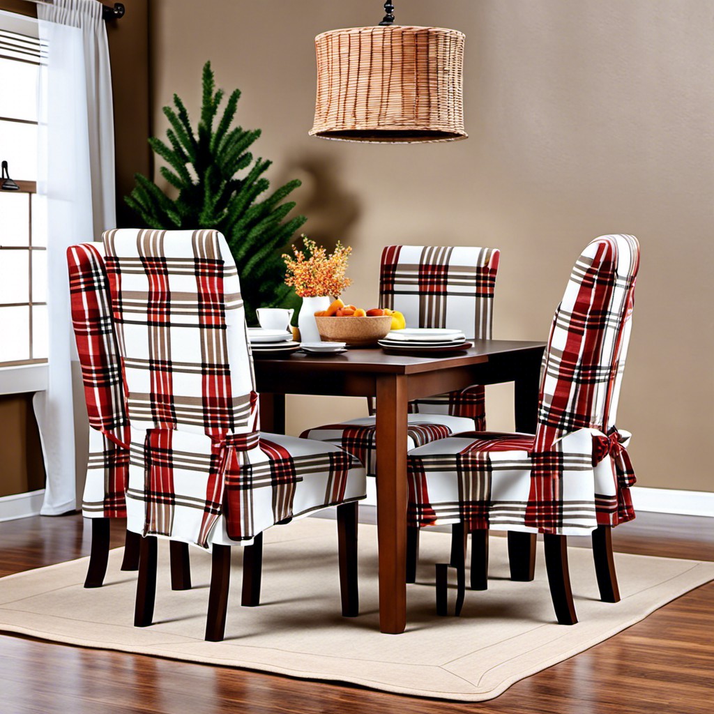 plaid dining chair covers