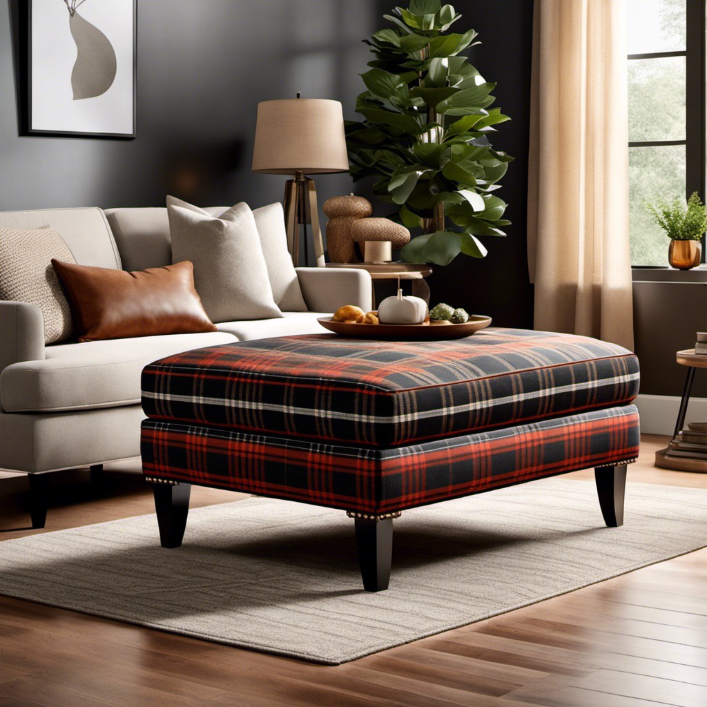 plaid ottoman