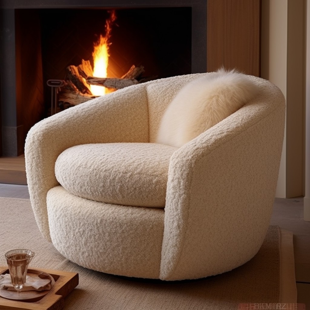 plush boucle swivel chair for a luxurious touch