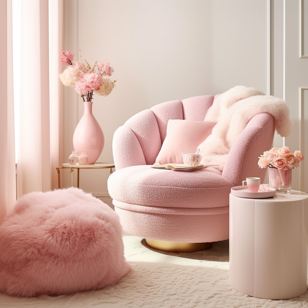 plush pink boucle accent chair for feminine decor