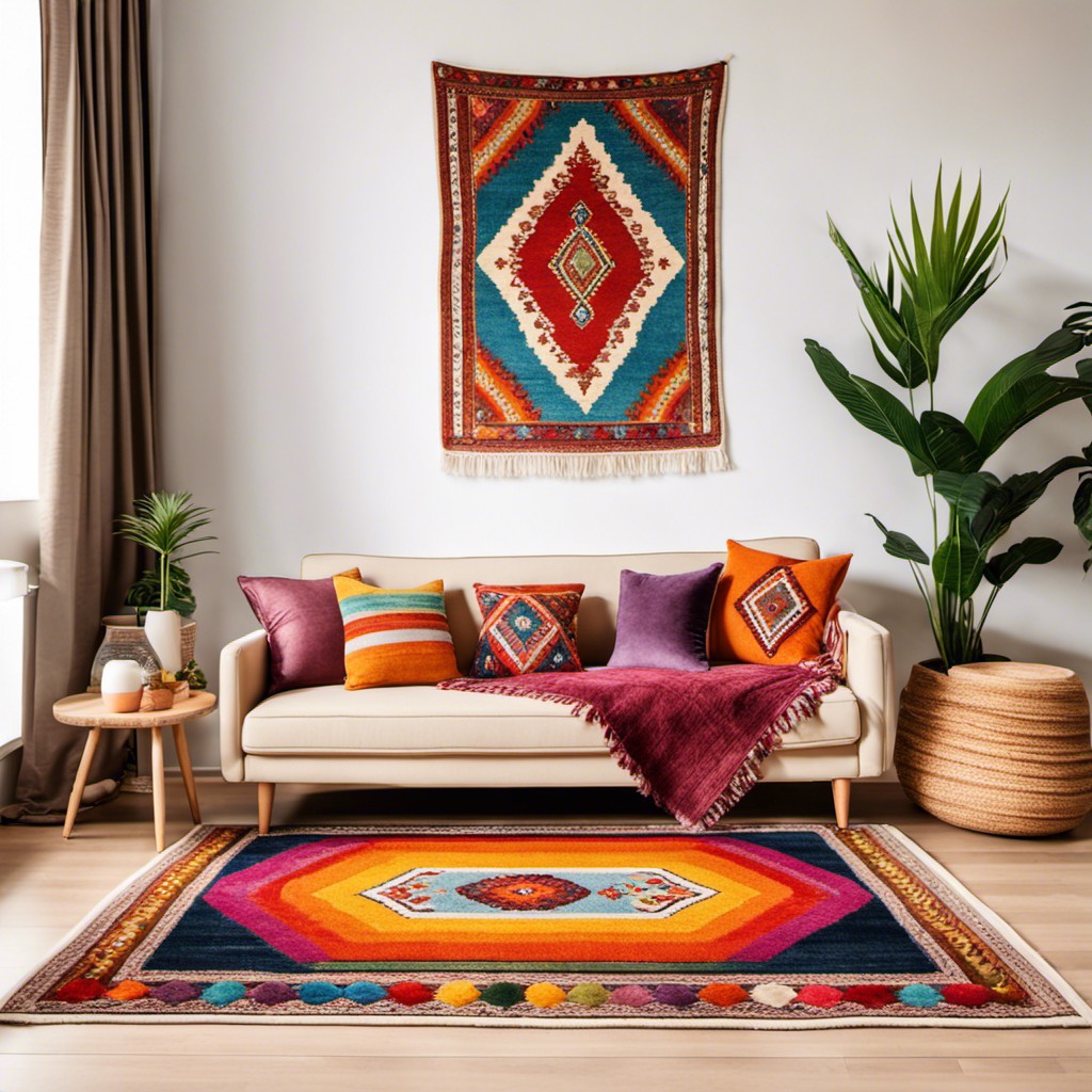 rainbow colored bohemian rug