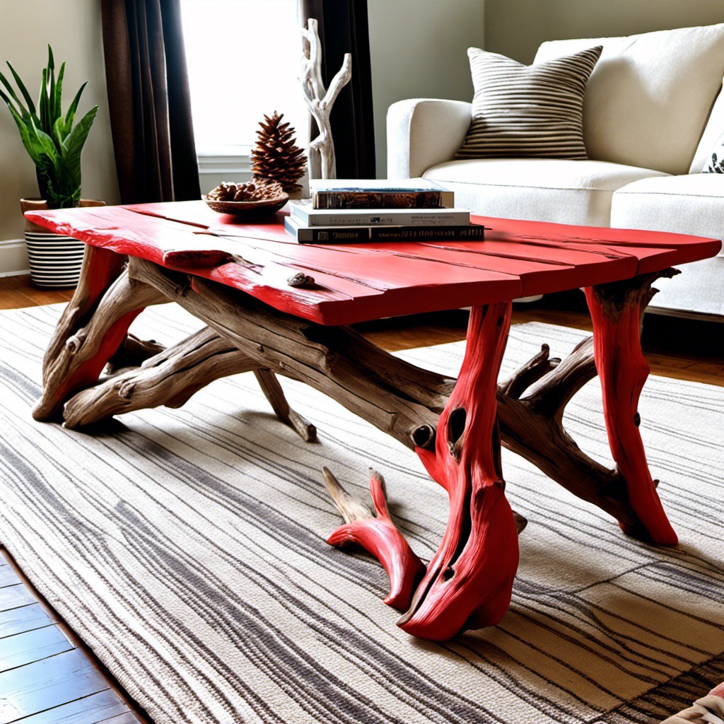 red driftwood style coffee table