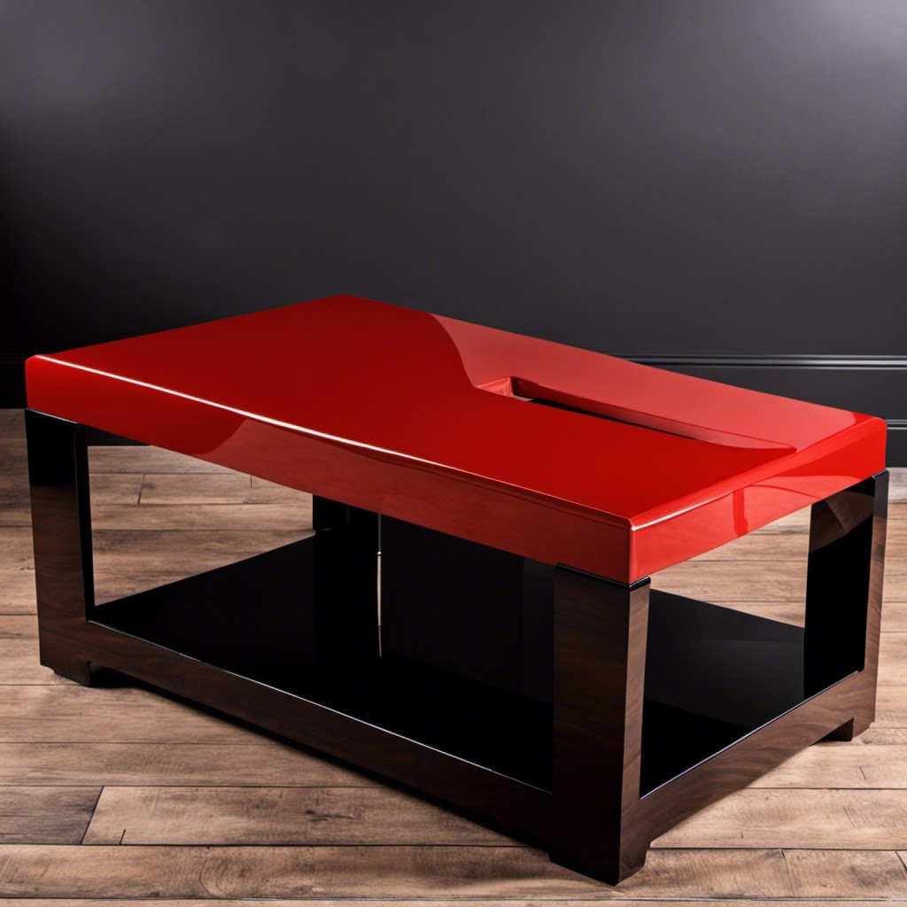 red lacquered art deco table with black legs