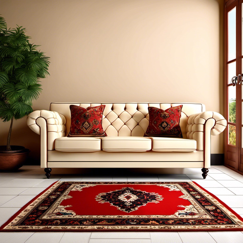 red persian rug for pop of color