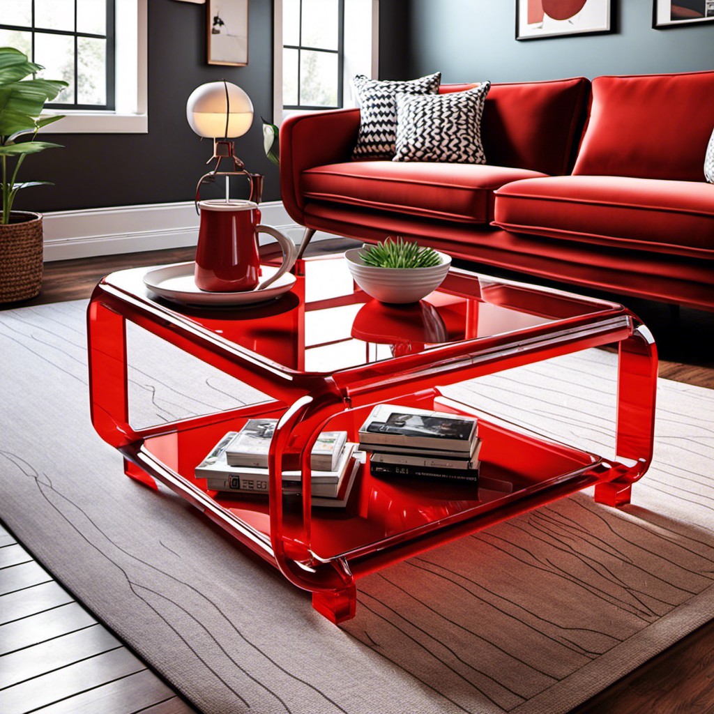 retro red acrylic coffee table