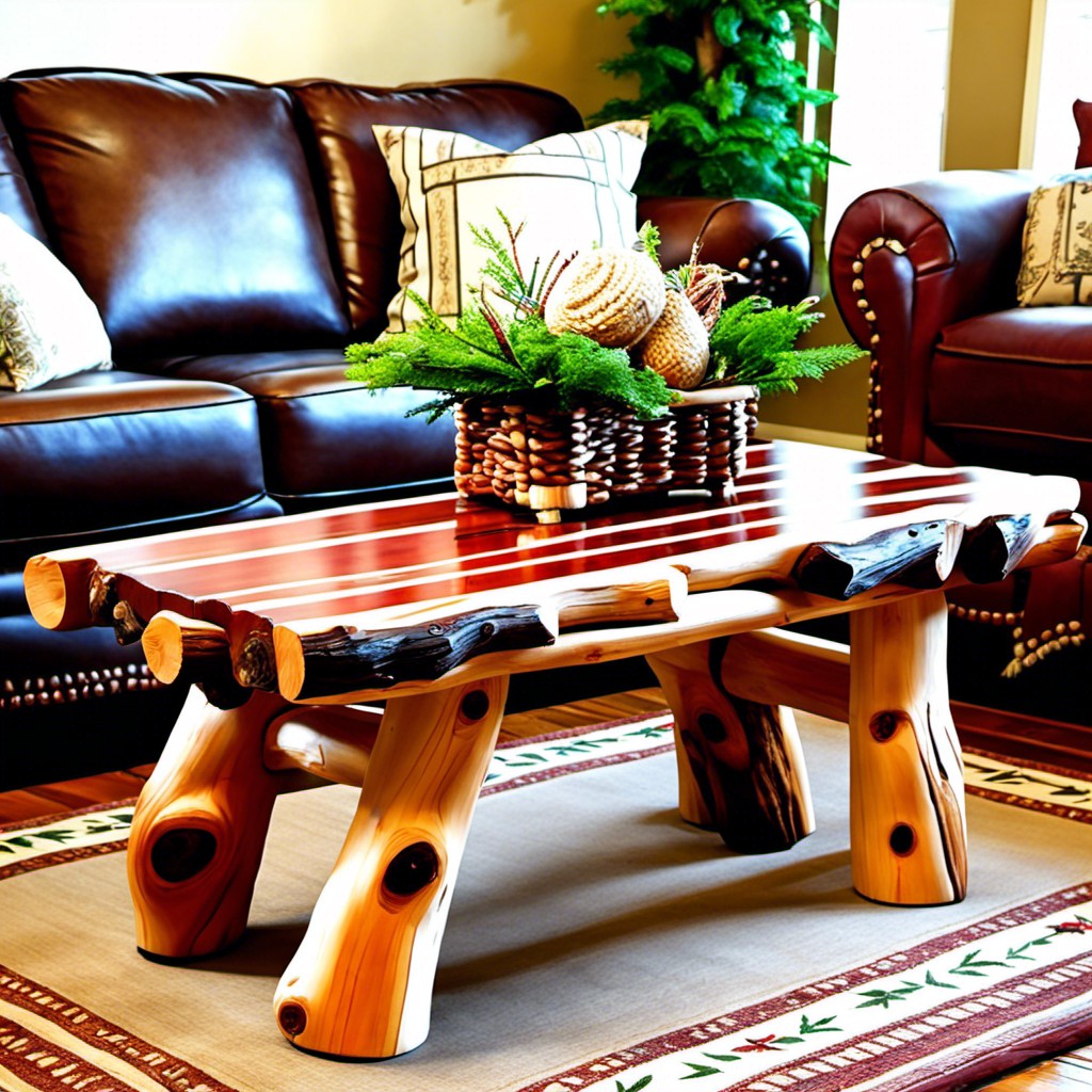 rustic red cedar log coffee table