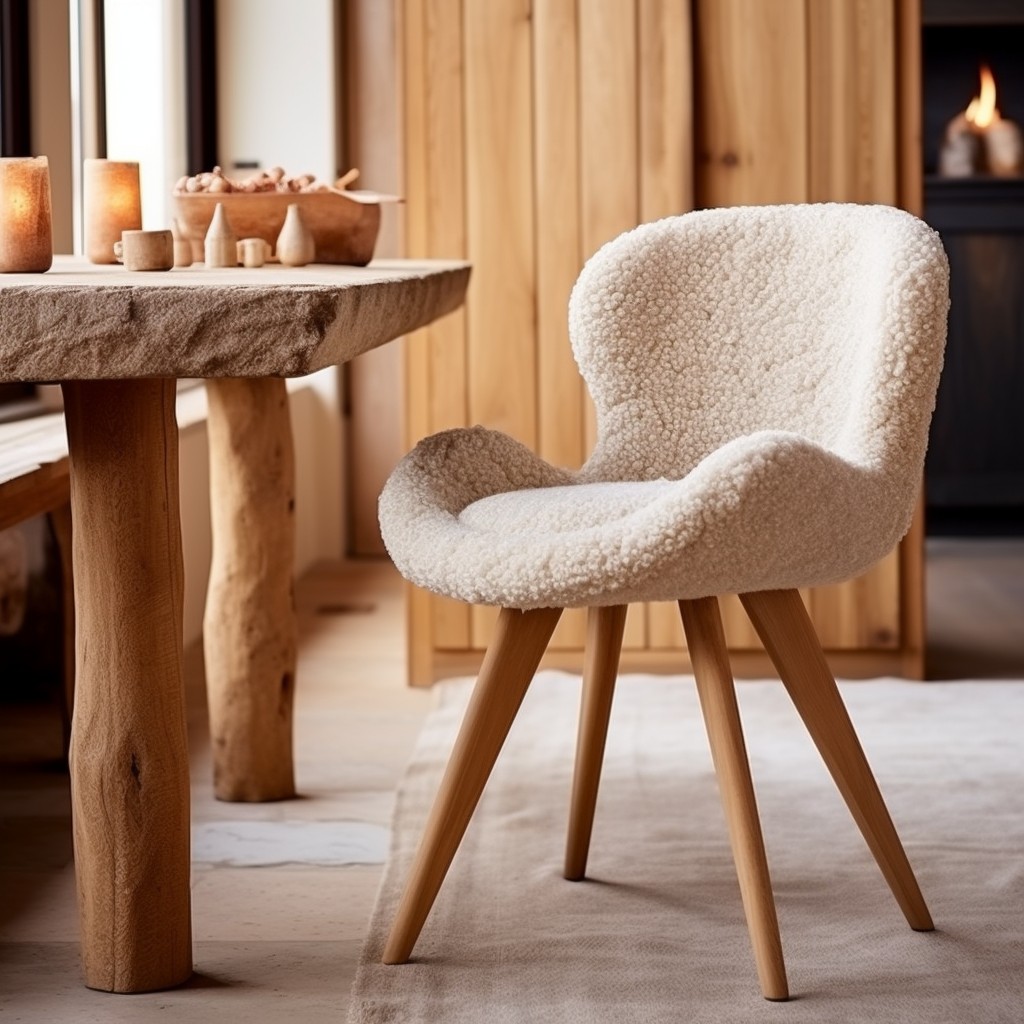 scandinavian design boucle dining chairs