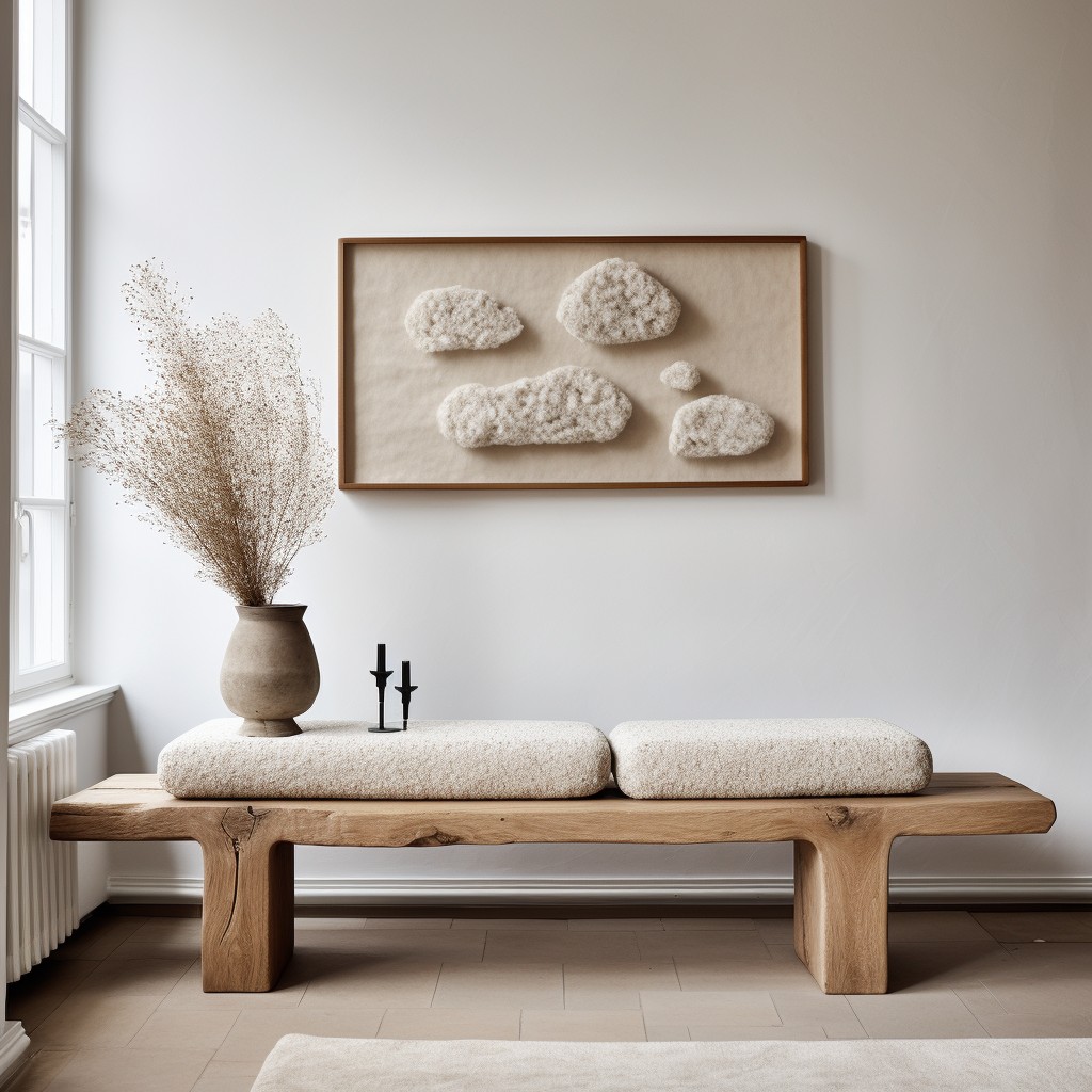 scandinavian style boucle bench