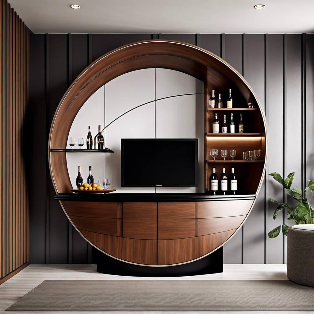 semi circular bar cabinet