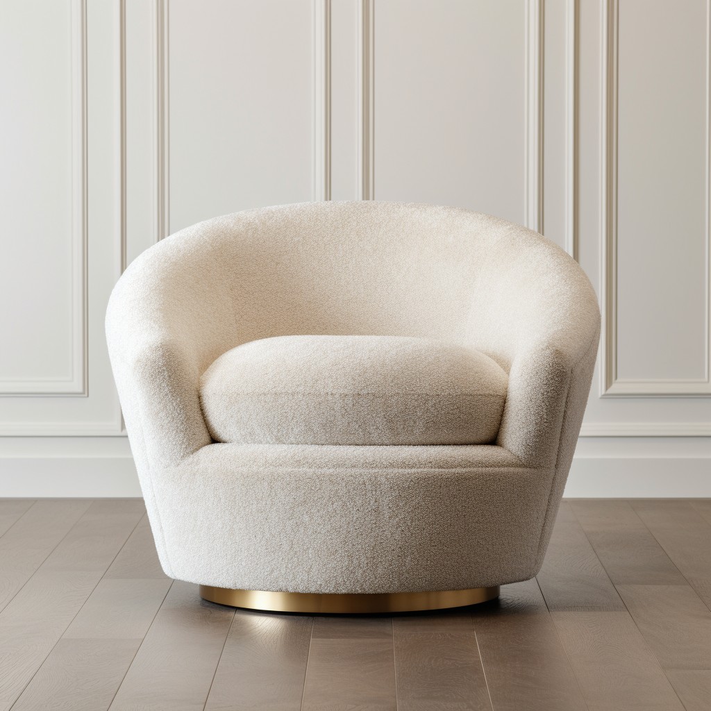 sleek and streamlined boucle swivel chair