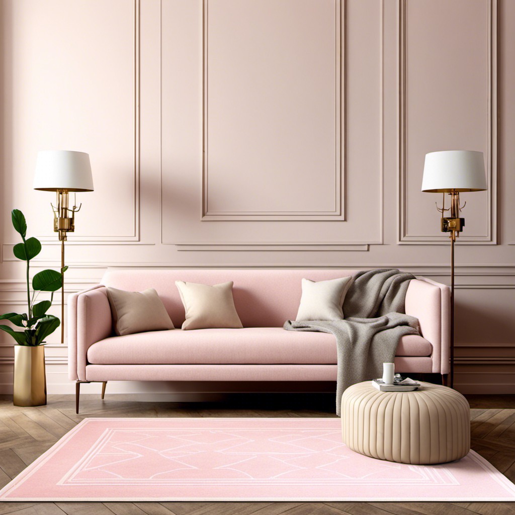 subtly patterned rug in soft pink