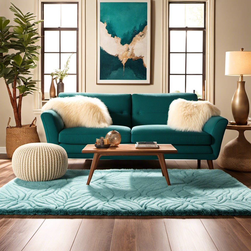 teal blue shag rug